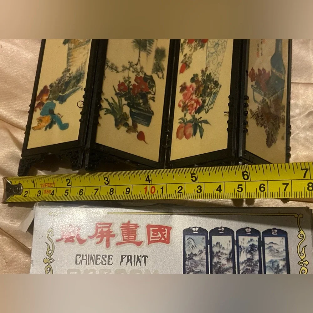 👑 Vintage Miniature Dollhouse Asian Folding Screen-Two Sided - Picture 8 of 9